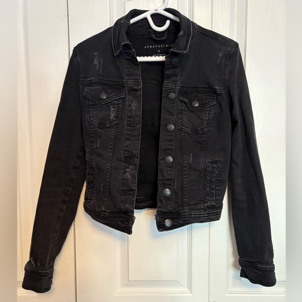 Aeropostale Black Jean Jacket Size S